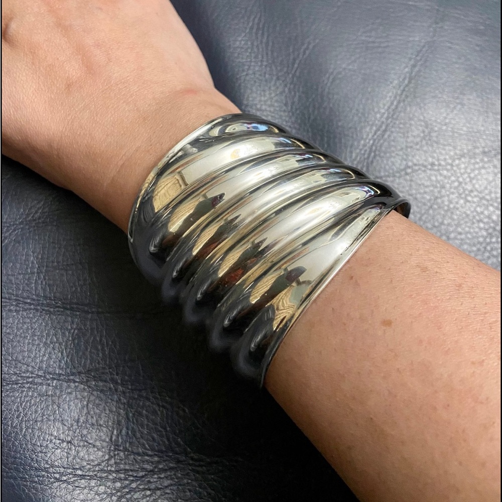 🗣 Heavy Vintage Taxco Silver 925 Cuff Bracelet